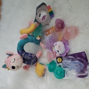Baby girl pacifier and teether toy bundle